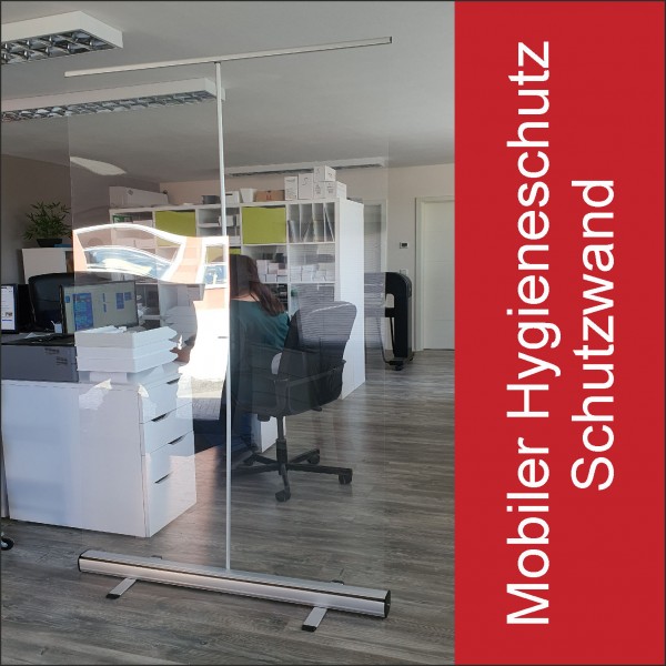 RollUp Display Hygieneschutz Schutzwand Raumteiler transparent Spuckschutz